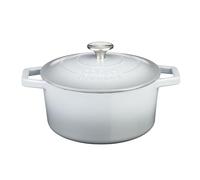 Cooks Professional Cast Iron Casserole Dish 20cm Oven Proof Enamelled Pan with Lid Grey