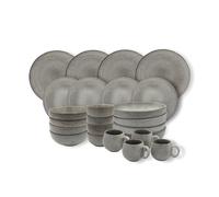 Cooks Professional 24 Piece Nordic Dinnerware Set | 4 of Each Dinner Plates, Side Plates, Cereal Bowls, Pasta Bowls, Dipping Dishes & Mugs | Microwave & Dishwasher Safe Stoneware Dinner Set | Grey