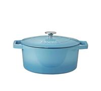 Cooks Professional 26cm Cast Iron Casserole Dish 5.8L with Lid & Handles | Colourful Modern Design Enamelled Cooking Pan Pot | Suitable For All Hobs Inc Induction | Oven & Grill Safe | Blue