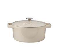 Cooks Professional 26cm Cast Iron Casserole Dish 5.8L with Lid & Handles | Colourful Modern Design Enamelled Cooking Pan Pot | Suitable For All Hobs Inc Induction | Oven & Grill Safe | Off White