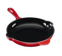 Cooks Professional 26cm Cast Iron Frying Pan | Round Heavy-Duty Skillet Cooking Pan with Enamel Interior | Oven Safe to 260°C, Induction & All Hob Compatible | PFAS, PFOA & PTFE-Free | Red
