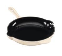Cooks Professional 26cm Cast Iron Frying Pan | Round Heavy-Duty Skillet Cooking Pan with Enamel Interior | Oven Safe to 260°C, Induction & All Hob Compatible | PFAS, PFOA & PTFE-Free | White