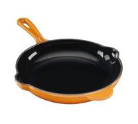 Cooks Professional 26cm Cast Iron Frying Pan | Round Heavy-Duty Skillet Cooking Pan with Enamel Interior | Oven Safe to 260°C, Induction & All Hob Compatible | PFAS, PFOA & PTFE-Free | Orange