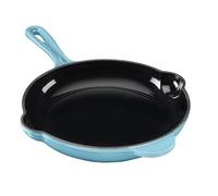 Cooks Professional 26cm Cast Iron Frying Pan | Round Heavy-Duty Skillet Cooking Pan with Enamel Interior | Oven Safe to 260°C, Induction & All Hob Compatible | PFAS, PFOA & PTFE-Free | Teal