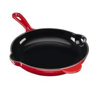 Cooks Professional 26cm Cast Iron Frying Pan | Round Heavy-Duty Skillet Cooking Pan with Enamel Interior | Oven Safe to 260°C, Induction & All Hob Compatible | PFAS, PFOA & PTFE-Free | Red