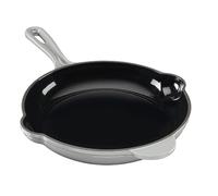 Cooks Professional 26cm Cast Iron Frying Pan | Round Heavy-Duty Skillet Cooking Pan with Enamel Interior | Oven Safe to 260°C, Induction & All Hob Compatible | PFAS, PFOA & PTFE-Free | Grey