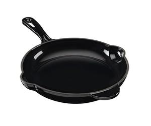 Cooks Professional 26cm Cast Iron Frying Pan | Round Heavy-Duty Skillet Cooking Pan with Enamel Interior | Oven Safe to 260°C, Induction & All Hob Compatible | PFAS, PFOA & PTFE-Free | Black