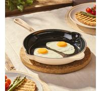 Cooks Professional 26cm Cast Iron Frying Pan | Round Heavy-Duty Skillet Cooking Pan with Enamel Interior | Oven Safe to 260°C, Induction & All Hob Compatible | PFAS, PFOA & PTFE-Free | Ivory