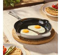 Cooks Professional 26cm Cast Iron Frying Pan | Round Heavy-Duty Skillet Cooking Pan with Enamel Interior | Oven Safe to 260°C, Induction & All Hob Compatible | PFAS, PFOA & PTFE-Free | Grey