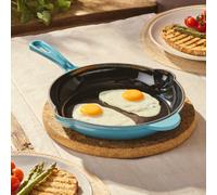 Cooks Professional 26cm Cast Iron Frying Pan | Round Heavy-Duty Skillet Cooking Pan with Enamel Interior | Oven Safe to 260°C, Induction & All Hob Compatible | PFAS, PFOA & PTFE-Free | Teal