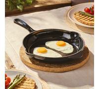 Cooks Professional 26cm Cast Iron Frying Pan | Round Heavy-Duty Skillet Cooking Pan with Enamel Interior | Oven Safe to 260°C, Induction & All Hob Compatible | PFAS, PFOA & PTFE-Free | Black