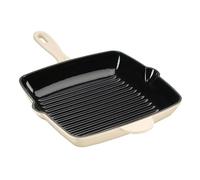 Cooks Professional 26cm Cast Iron Skillet Pan | Square Heavy Duty Grill Griddle Frying Pan with Enamel Interior | Oven Safe to 260°C, Induction & All Hob Compatible | PFAS, PFOA & PTFE-Free | White