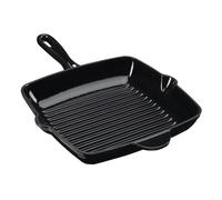 Cooks Professional 26cm Cast Iron Skillet Pan | Square Heavy Duty Grill Griddle Frying Pan with Enamel Interior | Oven Safe to 260°C, Induction & All Hob Compatible | PFAS, PFOA & PTFE-Free | Black