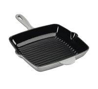 Cooks Professional 26cm Cast Iron Skillet Pan | Square Heavy Duty Grill Griddle Frying Pan with Enamel Interior | Oven Safe to 260°C, Induction & All Hob Compatible | PFAS, PFOA & PTFE-Free | Grey