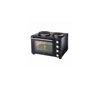 Cooks Professional Mini Portable Oven with Hobs | Energy Efficient Electric Countertop Cooker with Two Hot Plate Hobs & Wire Rack Baking Tray | Kitchen Grill Ovens | 28L Capacity | Black & Silver