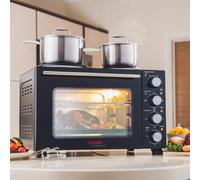 Cooks Professional 28L Mini Oven with 2 Hobs - Electric Multifunction Countertop Cooker in Black Cooks Professional Black