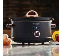 Cooks Professional Slow Cooker 3.5 Litre with Glass Lid, Cool Touch Handles, Dishwasher Safe Bowl, 2 Heat Settings & Keep Warm Function | Small One Pot Cooking Machine | Black & Rose Gold