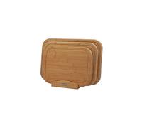 Cooks Professional 3 Piece Natural Edging Bamboo Chopping Board Set with Storage Stand - Size: 1.8 x 30 x 43cm - Brown - Wilko