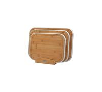 Cooks Professional 3 Piece Bamboo Chopping Board Set with Stand | White Edging