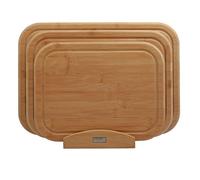 Cooks Professional 3 Piece Bamboo Chopping Board Set with Storage Stand | Durable Wooden Cutting Boards in 3 Sizes for Fruit, Vegetables, Meat, Bread | Natural