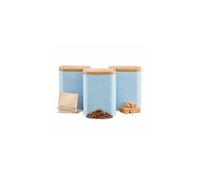 Cooks Professional 3 Piece Embossed Kitchen Storage Set with Bamboo Lids | Blue