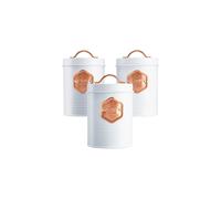 Cooks Professional 3pc Storage Canister Set White/opper, White