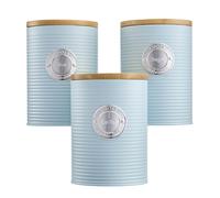 Cooks Professional 3 Piece Kitchen Storage Set with Bamboo Lids | Blue / Silver