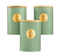 Cooks Professional 3 Piece Kitchen Storage Set with Bamboo Lids | Green / Gold