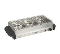 Cooks Professional 3-Section Buffet Warmer 4.5 litre (3 x 1.5L) Capacity with Hotplate Function & Adjustable Temperature Control Dial | 200W Portable Electric Food Serving Tray | Silver