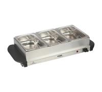 Cooks Professional 3-Section Buffet Warmer 4.5L With Hotplate Function & Adjustable Temp - Electric Food Serving Tray - Silver