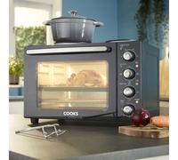 Electric Mini Oven 34L with Hobs Portable Multifunction Cooker Black & Silver [EEK: A+]