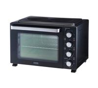 Cooks Professional Mini Portable Oven with Ceramic Hobs | Energy Efficient Electric Countertop Cooker with Two Hot Plates & Wire Rack Baking Tray | Kitchen Grill Ovens | 34L Capacity | Black & Silver