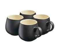 Cooks Professional 4 Piece Colourful Stoneware Round Mug Set | Tea Coffee Hot Chocolate Drinking Cups | Microwave & Dishwasher Safe Ceramic with Graduated Colour | 350ml Capacity | Black