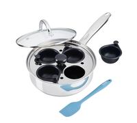 Cooks Professional 4 Cup Stainless Steel Egg Poacher Pan with Spatula, Glass Lid, Non-Stick Coating & Stay Cool Handles | Versatile Egg Poaching or Sauté Cooking Pot | Suitable for All Hobs