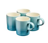 Cooks Professional 4 Piece Colourful Stoneware Midi Mug Set | Mid-Sized Coffee Cappuccino Latte Drinking Cups | Microwave & Dishwasher Safe Ceramic with Graduated Colour | 240ml Capacity | Blue