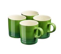 Cooks Professional 4 Piece Colourful Stoneware Midi Mug Set | Mid-Sized Coffee Cappuccino Latte Drinking Cups | Microwave & Dishwasher Safe Ceramic with Graduated Colour | 240ml Capacity | Green