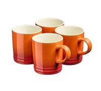 Cooks Professional 4 Piece Colourful Stoneware Midi Mug Set - 240Ml Tea Coffee Drinking Cups - Orange