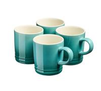 Cooks Professional 4 Piece Colourful Stoneware Midi Mug Set | Mid-Sized Coffee Cappuccino Latte Drinking Cups | Microwave & Dishwasher Safe Ceramic with Graduated Colour | 240ml Capacity | Teal