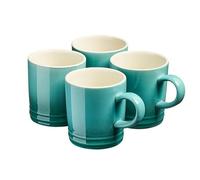 Cooks Professional 4 Piece Colourful Stoneware Midi Mug Set, 240ml | Teal | Set of 4 Mid-Sized Coffee Cappuccino Latte Drinking Cups, Microwave & Dishwasher Safe Ceramic with Graduated Colour