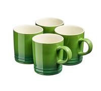 Cooks Professional 4 Piece Colourful Stoneware Midi Mug Set | Mid-Sized Coffee Cappuccino Latte Drinking Cups | Microwave & Dishwasher Safe Ceramic with Graduated Colour | 240ml Capacity | Green