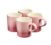 Cooks Professional 4 Piece Colourful Stoneware Midi Mug Set | Mid-Sized Coffee Cappuccino Latte Drinking Cups | Microwave & Dishwasher Safe Ceramic with Graduated Colour | 240ml Capacity | Pink