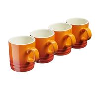 Cooks Professional 4 Piece Colourful Stoneware Mug Set, 350ml Capacity | Set of 4 Ceramic Tea Coffee Hot Chocolate Drinking Cups, Microwave Dishwasher Refrigerator & Freezer Safe | Orange