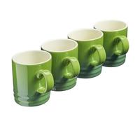 Cooks Professional 4 Piece Colourful Stoneware Mug Set, 350ml Capacity | Set of 4 Ceramic Tea Coffee Hot Chocolate Drinking Cups, Microwave Dishwasher Refrigerator & Freezer Safe | Green