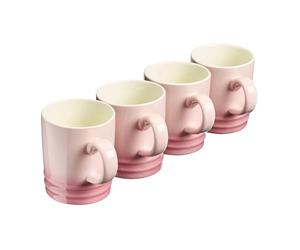Cooks Professional 4 Piece Colourful Stoneware Mug Set | Tea Coffee Hot Chocolate Drinking Cups | Microwave Dishwasher Refrigerator Freezer Safe | 350ml Capacity | Pink