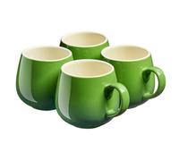 Cooks Professional 4 Piece Colourful Stoneware Round Mug Set - 350Ml Tea Coffee Hot Drinking Cups - Green