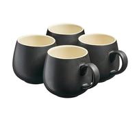 Cooks Professional 4 Piece Colourful Stoneware Round Mug Set | Tea Coffee Hot Chocolate Drinking Cups | Microwave & Dishwasher Safe Ceramic with Graduated Colour | 350ml Capacity | Black