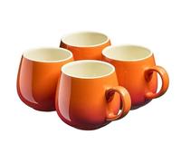 Cooks Professional 4 Piece Colourful Stoneware Round Mug Set | Tea Coffee Hot Chocolate Drinking Cups | Microwave & Dishwasher Safe Ceramic with Graduated Colour | 350ml Capacity | Orange