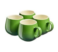 Cooks Professional 4 Piece Colourful Stoneware Round Mug Set | Tea Coffee Hot Chocolate Drinking Cups | Microwave & Dishwasher Safe Ceramic with Graduated Colour | 350ml Capacity | Green