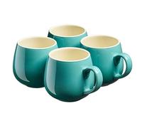 Cooks Professional 4 Piece Colourful Stoneware Round Mug Set | Tea Coffee Hot Chocolate Drinking Cups | Microwave & Dishwasher Safe Ceramic with Graduated Colour | 350ml Capacity | Teal