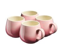Cooks Professional 4 Piece Colourful Stoneware Round Mug Set | Tea Coffee Hot Chocolate Drinking Cups | Microwave & Dishwasher Safe Ceramic with Graduated Colour | 350ml Capacity | Pink